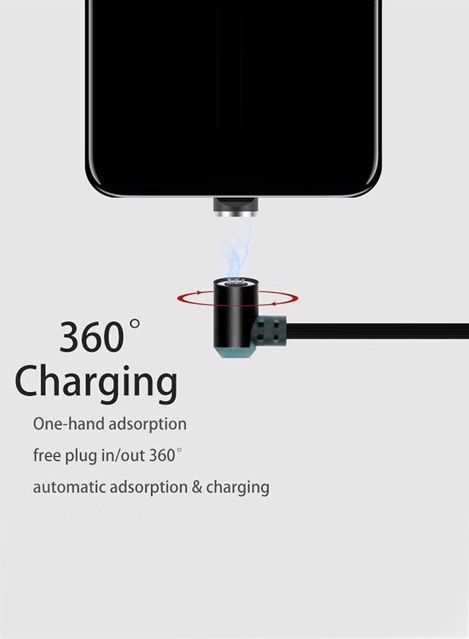 E3 Micro USB Charging Cable for Smart Phones Tablet USB Cord TPE Wire w/ Magnetic Function LED Light T-shaped Elbow Head Support 360° Rotation - Image 2