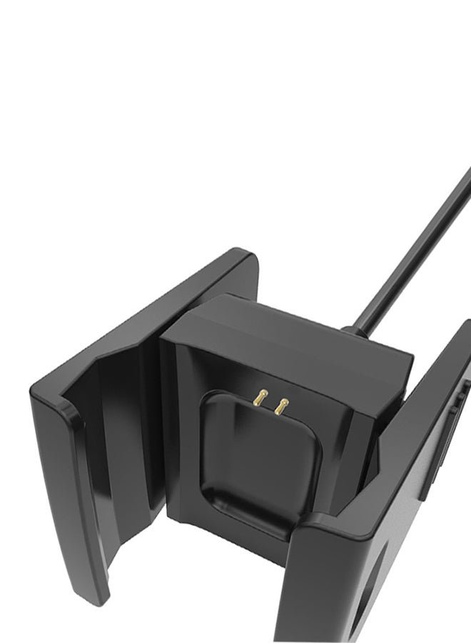 شاحن محمول لشحن الساعة الذكية بكبل طول 1 متر ومنفذ USB ومشبك شحن لساعات فيتبيت تشارج 2 الذكية أسود - Image 3