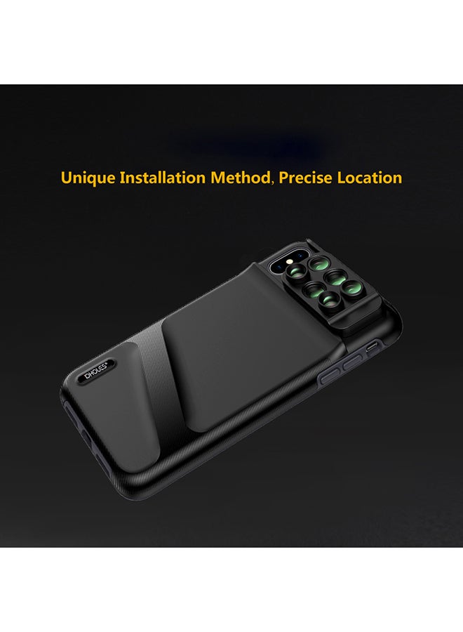 PHOLES - 6-In-1 Fisheye Wide Angle Macro Lens With Protective Phone Case For Apple iPhone Xs Max Black - Image 1