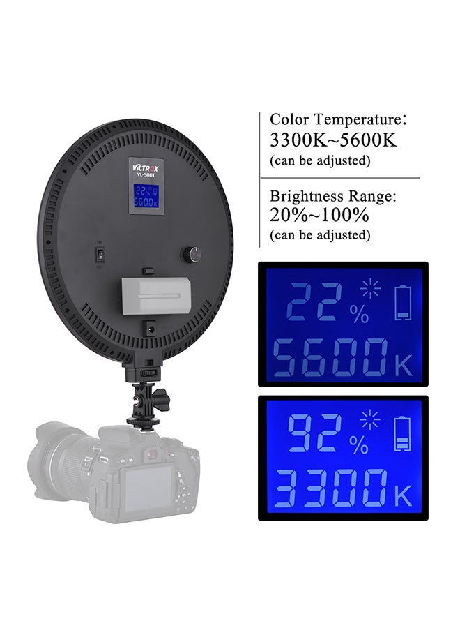 Professional Ultrathin Bi-Colour Dimmable Circular LED Video Light VL-500T Black