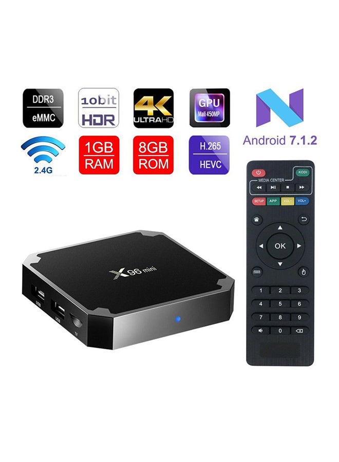 X96 Smart Android 7.1.2 Amlogic Quad Core Wi-Fi LAN TV Box V5020US-16G Black - Image 2