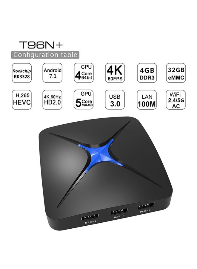 Generic T96N Plus Quad Core Smart Android 7.1 TV Set Top Box V4827EU Black  - Image 2