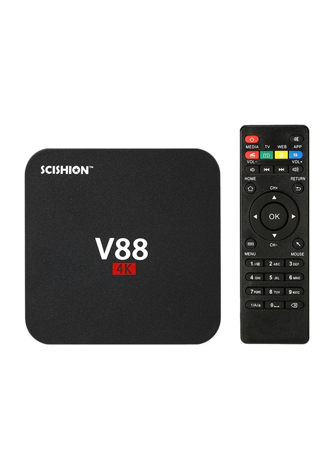 Smart Android 7.1 TV Box RK3229 Quad Core UHD 4K 1GB/8GB Mini PC Wifi H.265 HD Media Player UK Plug V88 Black  - Image 1