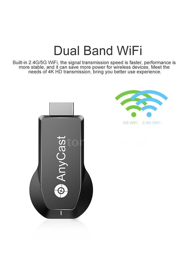 AnyCast Dual Band Wi-Fi 4K Display TV Dongle Black  - Image 2
