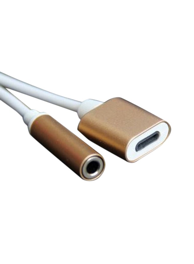 كابل تحويل سماعات الرأس 3.5 مم وكابل لايتننج 2 في 1 ذهبي - Image 2