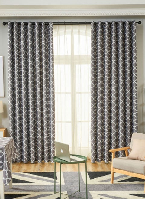 Classic Printed Blackout Curtain Grey 140 x 240cm
