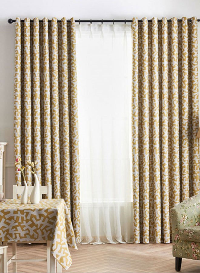 ماركة غير محددة ستارة تعتيم مطبوعة بتصميم أفرع شجر بطراز بلدان الشمال أصفر 200 x 270سم  - Image 1