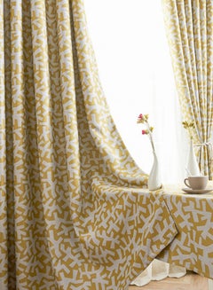 ماركة غير محددة ستارة تعتيم مطبوعة بتصميم أفرع شجر بطراز بلدان الشمال أصفر 200 x 270سم  - Image 2