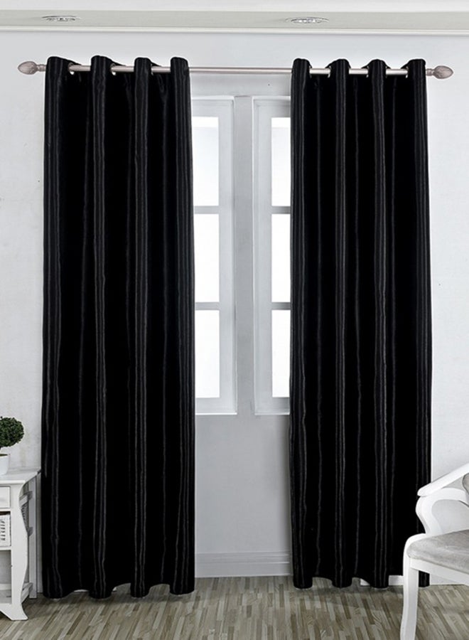 Solid Blackout Single Coated Cloth Curtain Black 100 x 250centimeter