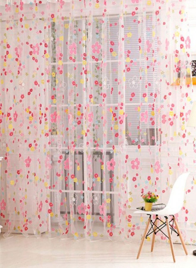 ستارة مصنوعة من نسيج التُل بتصميم ريفي ونقش ورود صغيرة مطبوع وردي 100 x 200Ø³Ù†ØªÙŠÙ…ØªØ± - Image 1