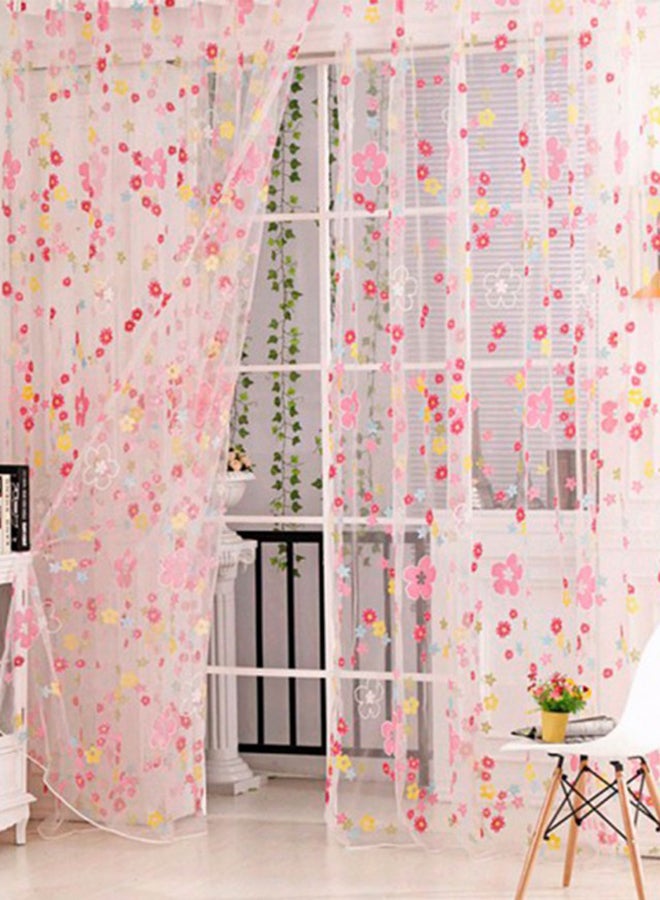 ستارة مصنوعة من نسيج التُل بتصميم ريفي ونقش ورود صغيرة مطبوع وردي 100 x 200Ø³Ù†ØªÙŠÙ…ØªØ± - Image 2