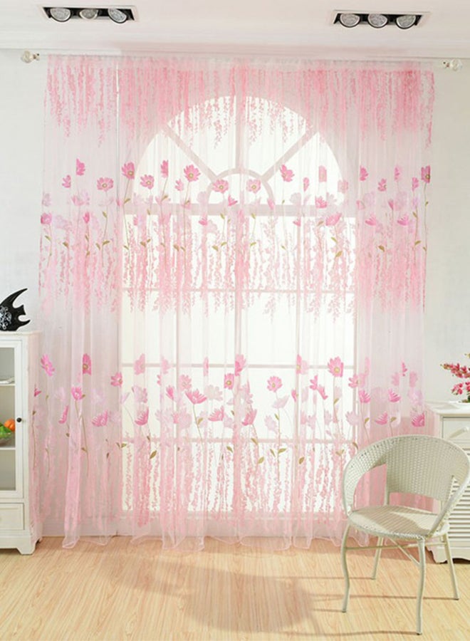 Flower Printed Curtain Pink 100 x 200centimeter