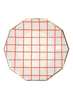 8-Piece Coral Grid Plate Set 7 x 7inch