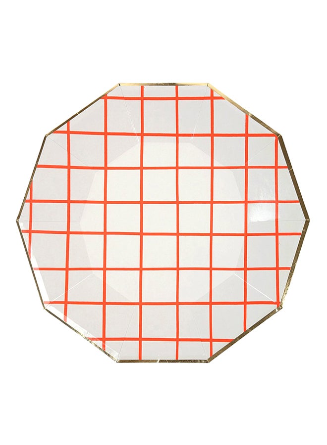 Meri Meri 8-Piece Coral Grid Plate Set 7 x 7inch  - Image 1