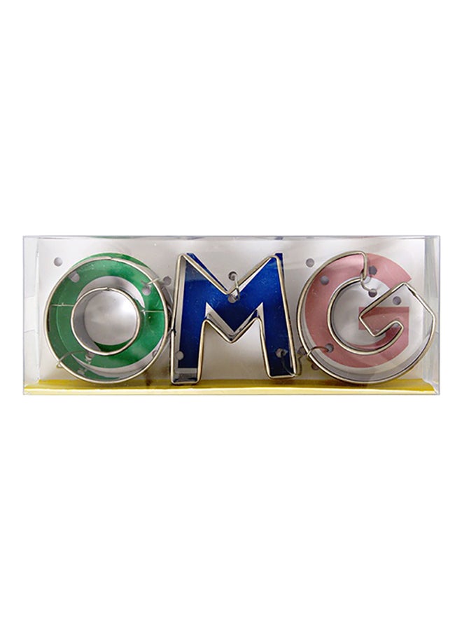Meri Meri 3-Piece Omg Cookie Cutter Set Silver 1inch 