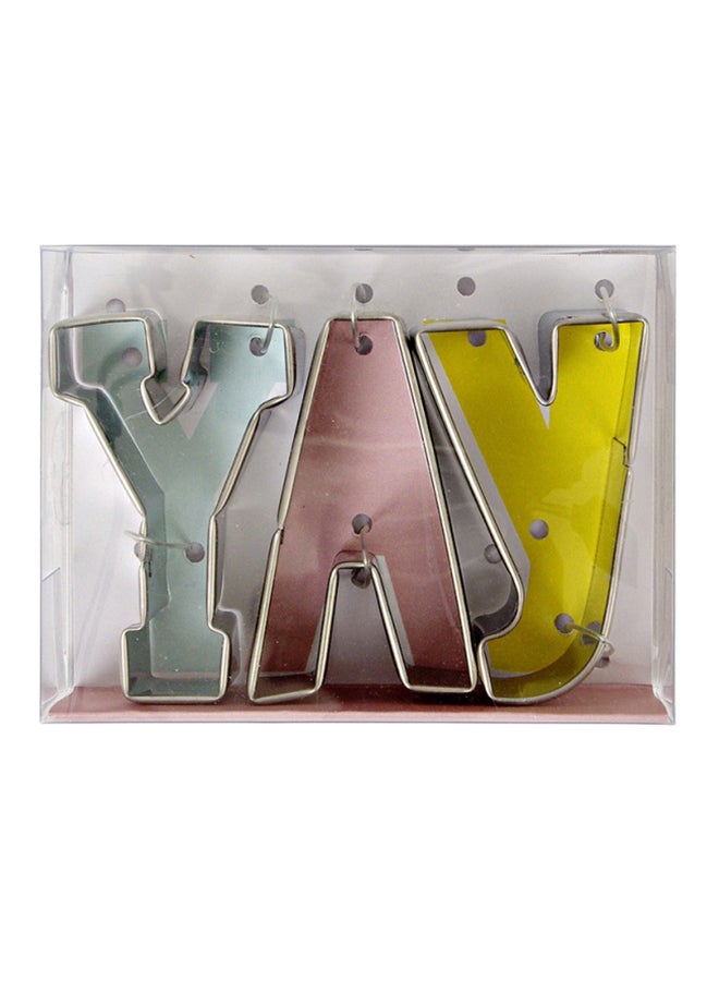 Meri Meri 3-Piece YAY Cookie Cutter Set Silver 1inch 