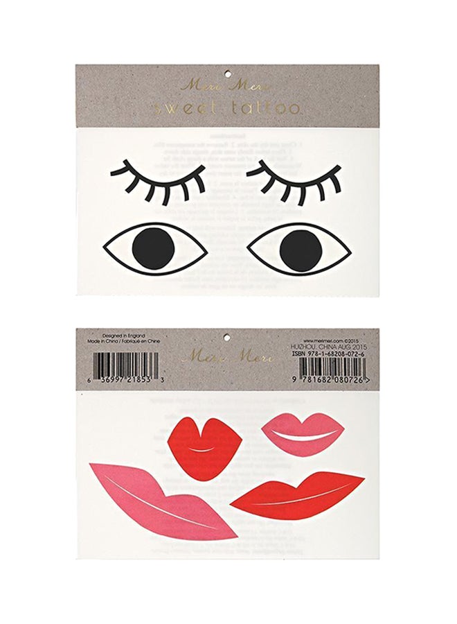 Meri Meri 2-Piece Eyes And Lips Tattoos Set 5 x 3inch 