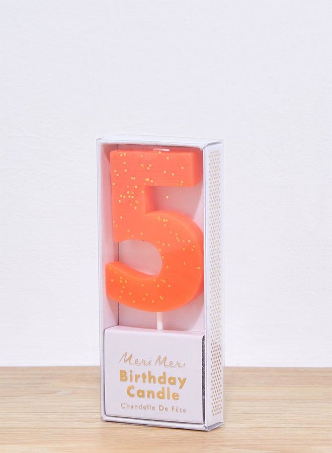 Meri Meri - 5 Number Coral Candle - Image 1