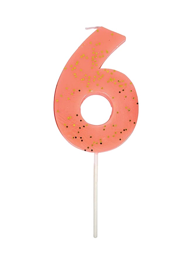Meri Meri 6 Number Coral Candle  - Image 1