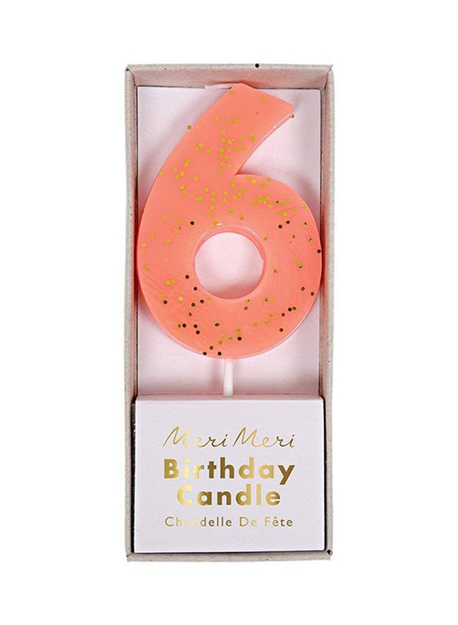 Meri Meri 6 Number Coral Candle  - Image 2