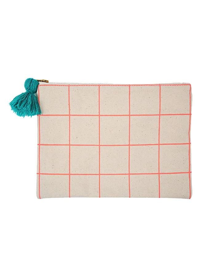 Meri Meri Coral Grid Canvas Pouch