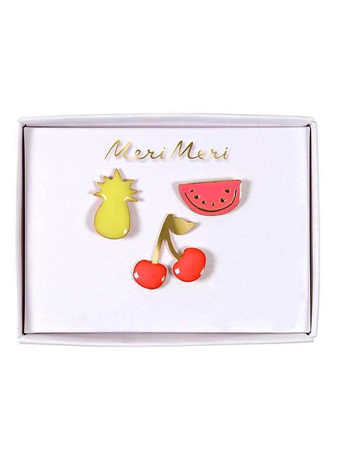 Meri Meri - 3-Piece Fruit Enamel Pin Set - Image 1