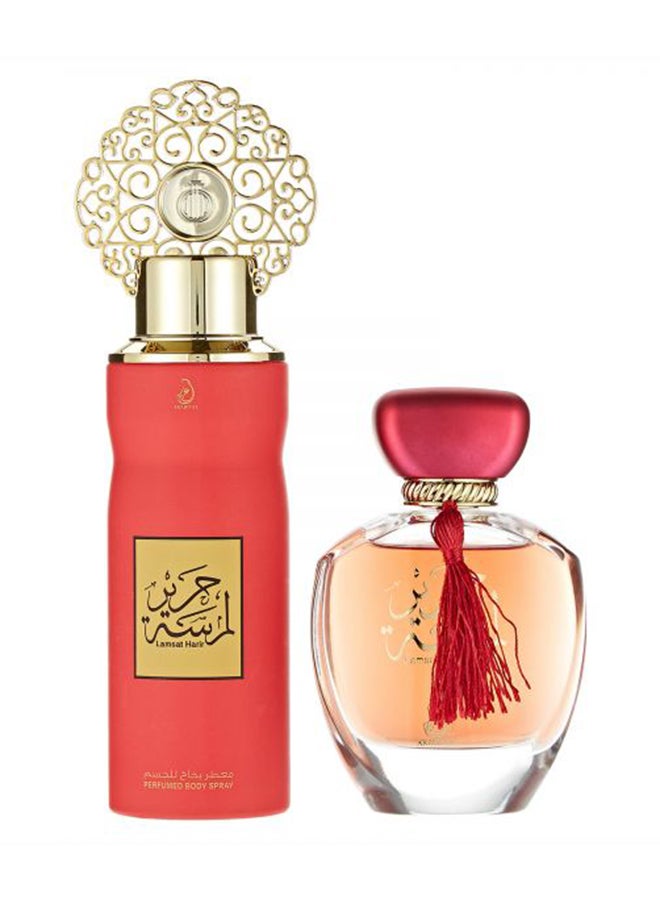 Lamsat Harir Gift Set (1 x EDP 100ml, 1 x Perfumed Body Spray 200ml) - https://f.nooncdn.com/p/v1550036764/N21150996A_1.jpg?width=original
