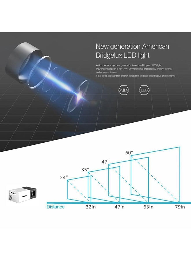 جهاز بروجيكتور LCD صغير ومحمول أصفر/ابيض - Image 4