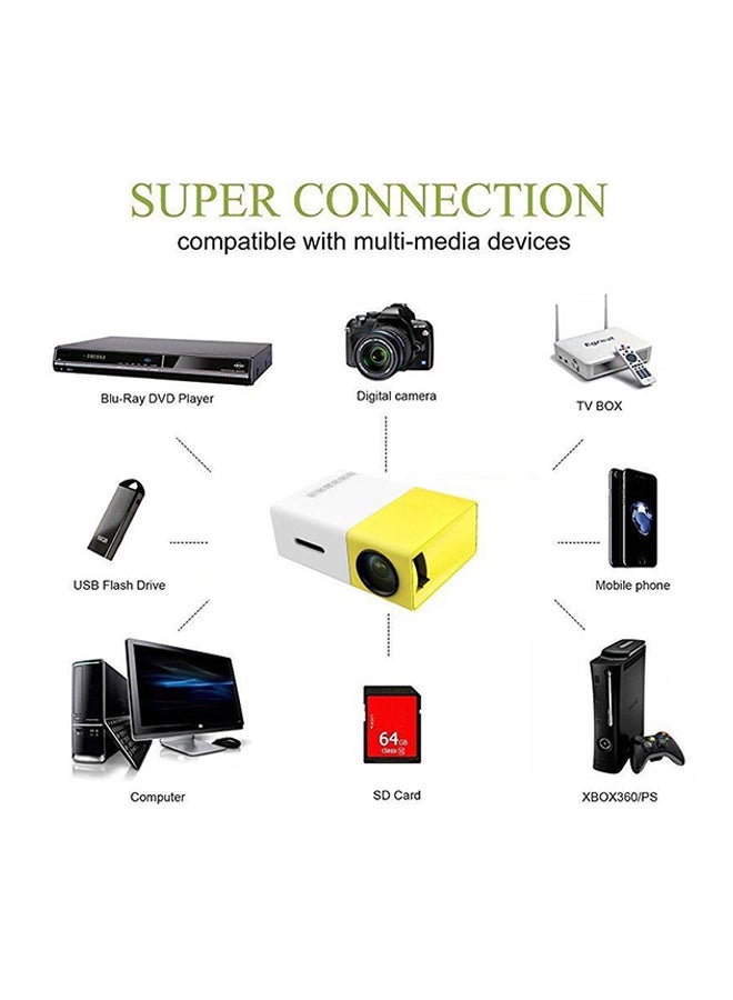 Portable Mini LCD Projector Yellow/White