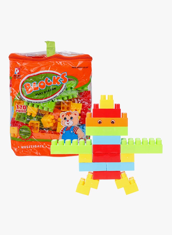GoldKids - 170-Piece Colorful Durable  Sturdy Building Blocks Set With Tote Bags 170 - Image 1