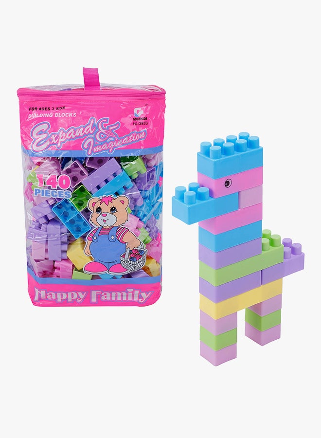 GoldKids - 140-Piece Multicolored Rectangular Building Blocks Set With Storage Bag 140 - Image 1