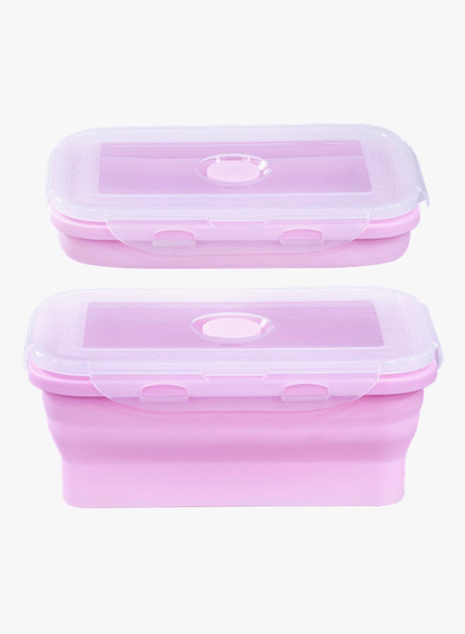 Sharpdo 4-Piece Collapsible Food Containers Pink/Clear 120 ml, 350 ml, 540 ml, 800ml - Image 2