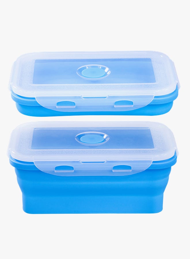 Sharpdo 4-Piece Collapsible Food Holder Blue/White Large Container 120 Ml, Medium Container 800 Ml, Small Container 540 Ml, Smallest Container 350ml - Image 3