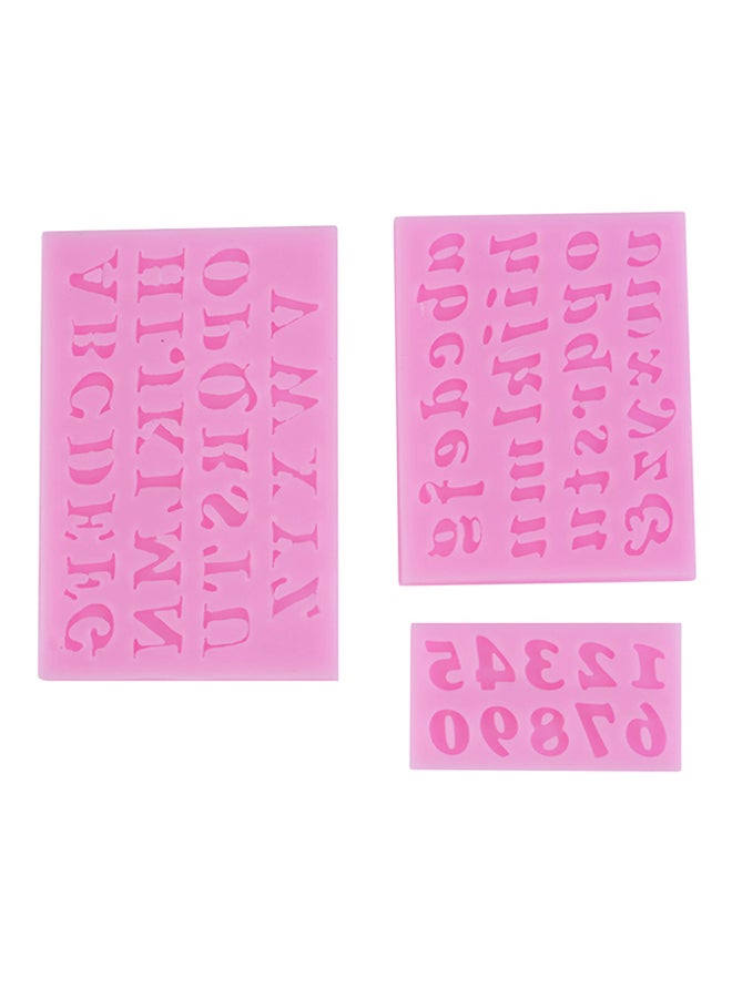 شاربدو قالب خبز ثلاثي الأبعاد على شكل حروف وأرقام من 3 قطع وردي 6x8x10سم - Image 1