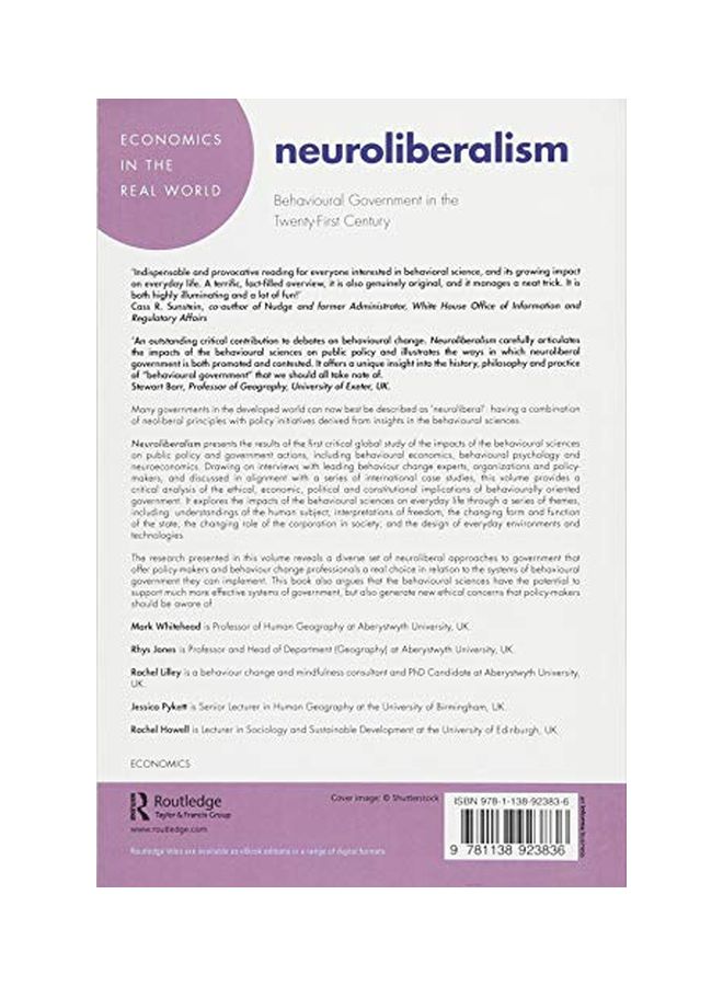 Neuroliberalism: Behavioural Government In The Twenty-first Century Paperback English by Mark Whitehead - 22 Sep 2017