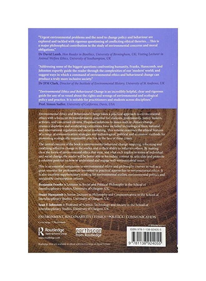 Environmental Ethics And Behavioural Change paperback english - 16 Dec 2017