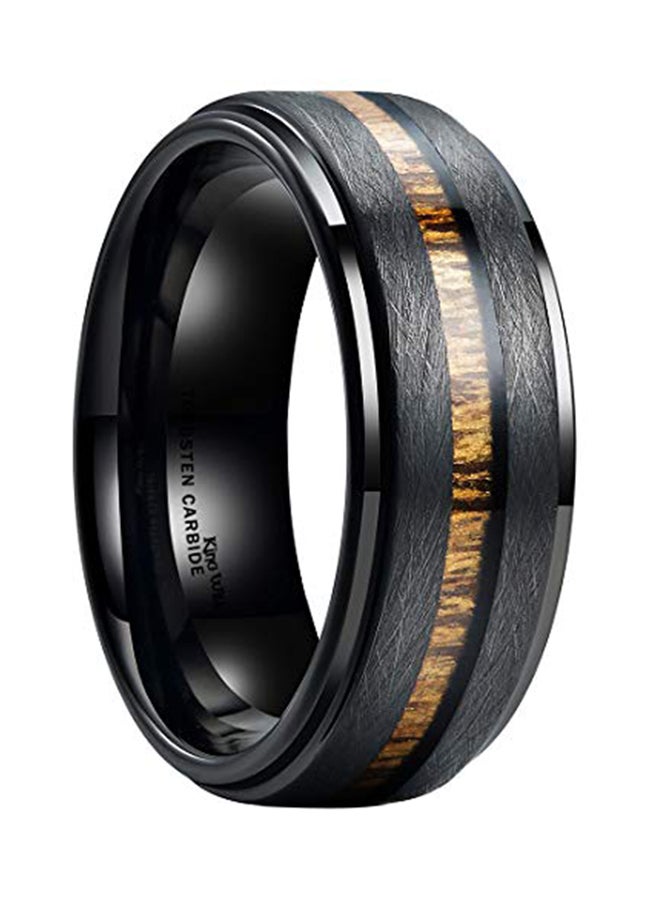 كينج ويل خاتم زواج من كربيد التنغستن مطعم بخشب حقيقي - Image 1