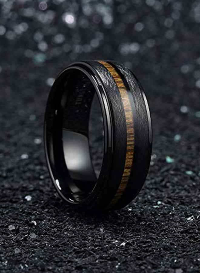 كينج ويل خاتم زواج من كربيد التنغستن مطعم بخشب حقيقي - Image 2