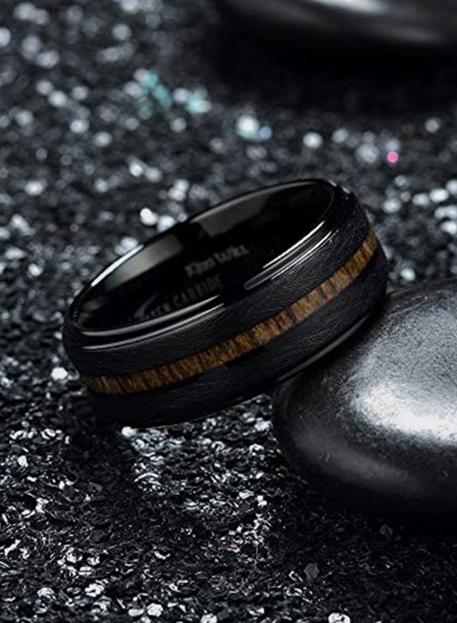 كينج ويل خاتم زواج من كربيد التنغستن مطعم بخشب حقيقي - Image 3