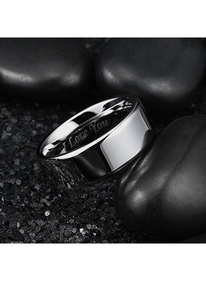 King Will Stainless Steel Bevelled Edge I Love You Wedding Ring  - Image 2