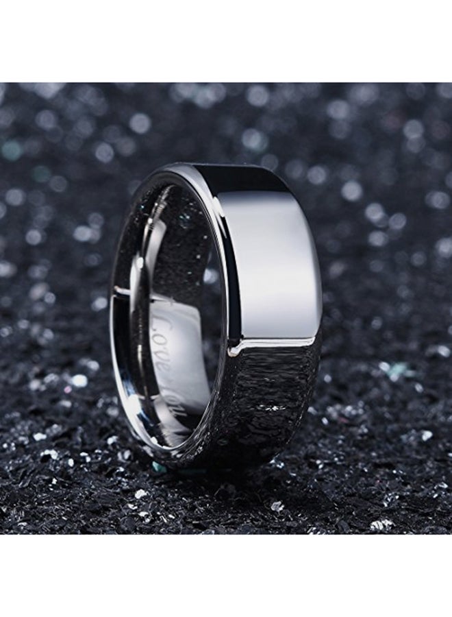 King Will Stainless Steel Bevelled Edge I Love You Wedding Ring  - Image 3