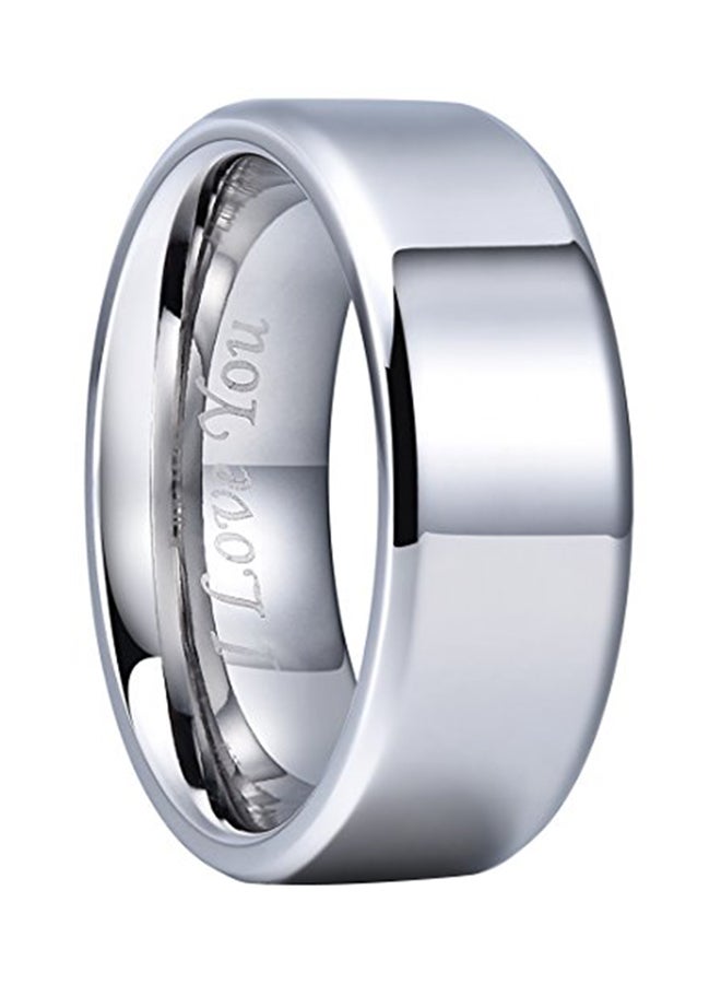 King Will Stainless Steel Bevelled Edge I Love You Wedding Ring  - Image 1
