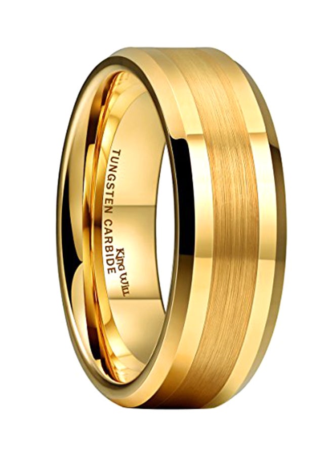 كينج ويل خاتم زفاف لامع من كربيد التنسجتن مصقول في المنتصف - Image 1