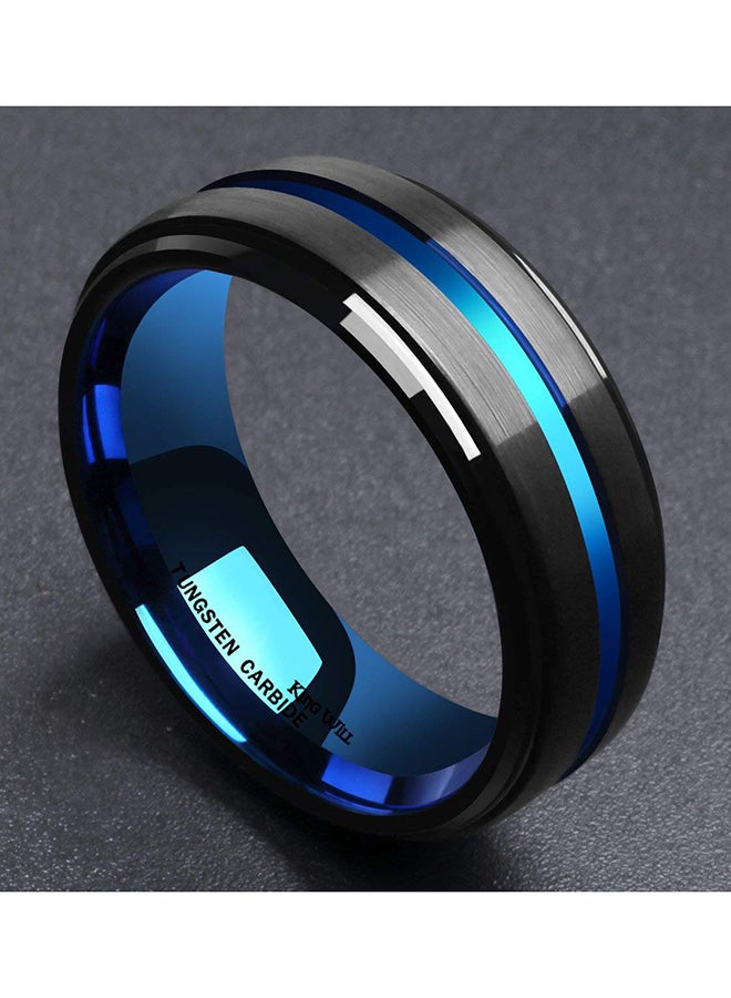 كينج ويل خاتم محبس زواج من كربيد التنجستن بتصميم رفيع مزدوج وحواف مائلة - Image 2