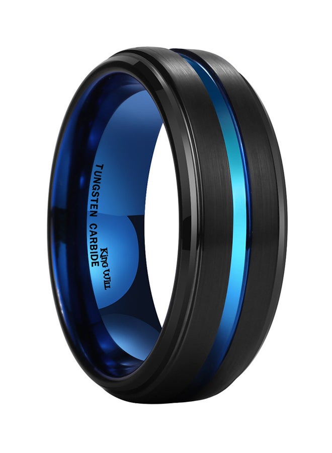 كينج ويل خاتم محبس زواج من كربيد التنجستن بتصميم رفيع مزدوج وحواف مائلة - Image 1