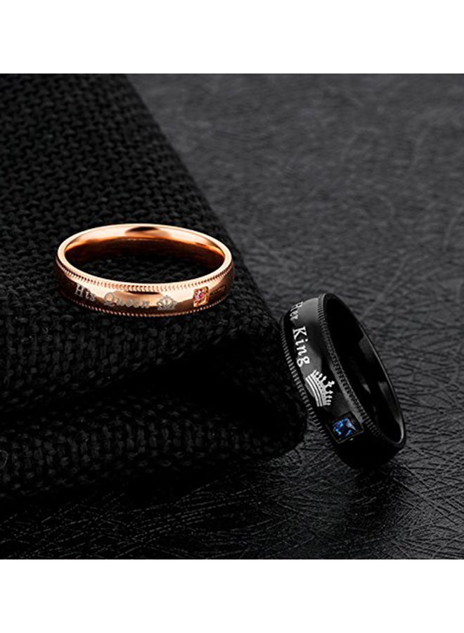 LineAve 2-Piece Stainless Steel Her King His Queen Couple's Wedding Band Ring - Image 2