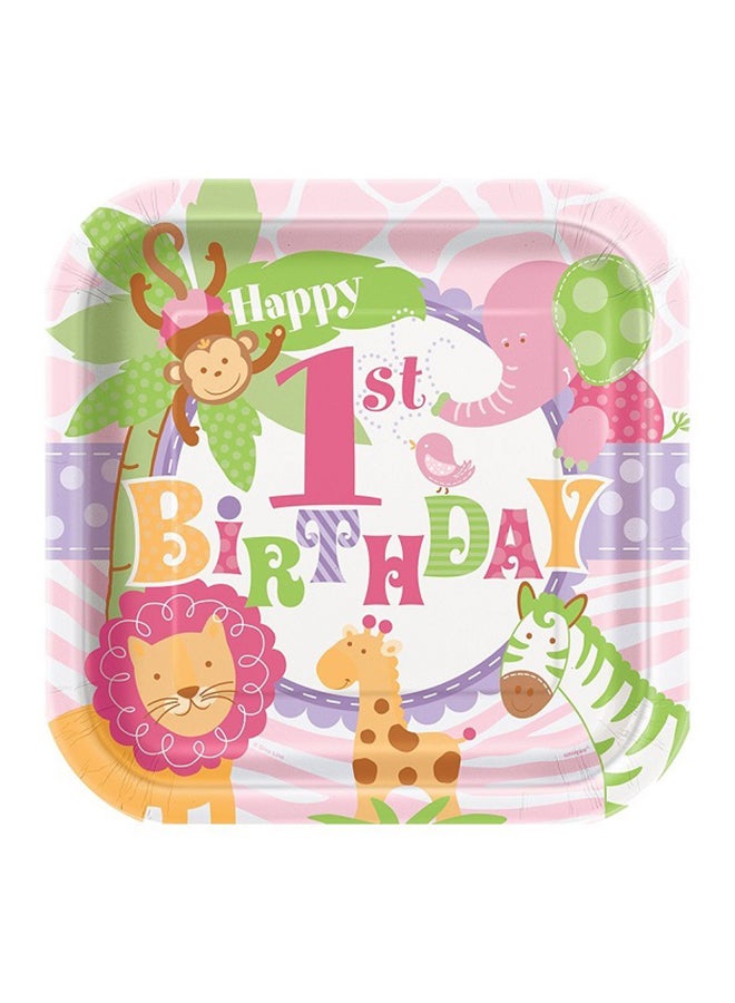 يونيك أطباق عيد ميلاد بنمط سفاري مطبوعة بعبارة تعبر عن أول عيد ميلاد سعيد من 10 قطع