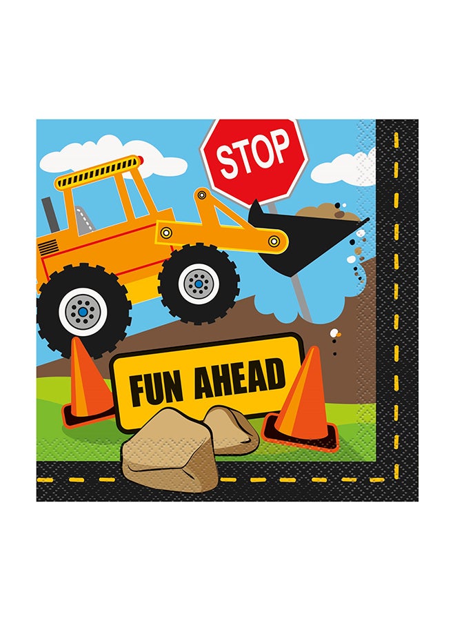 يونيك طقم فوط مائدة بتصميم أعمال البناء للحفلات مكون من 16 قطعة 13x13بوصة