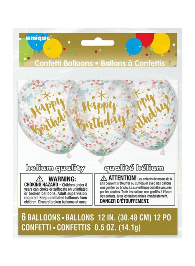 Unique 6-Piece Glitzy Birthday Confetti Balloons 12inch - Image 1