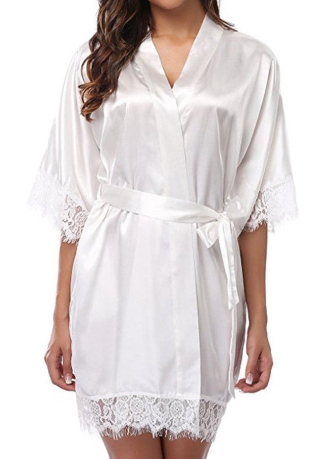 Sharpdo Solid Pattern V-Neck Nightdress White - Image 1